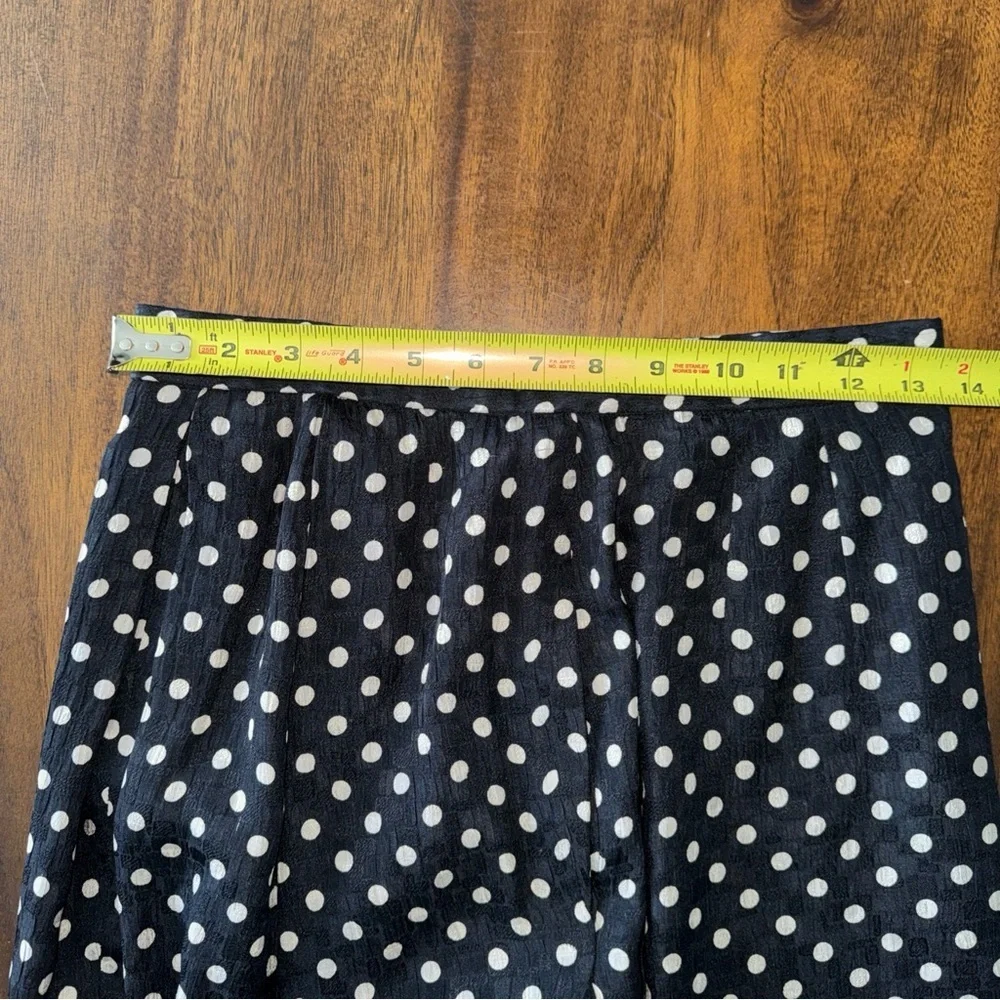 Vintage Anne Klein 2 pc Silk Skirt Suit Black Polka Dot Union Tag 10 Womens